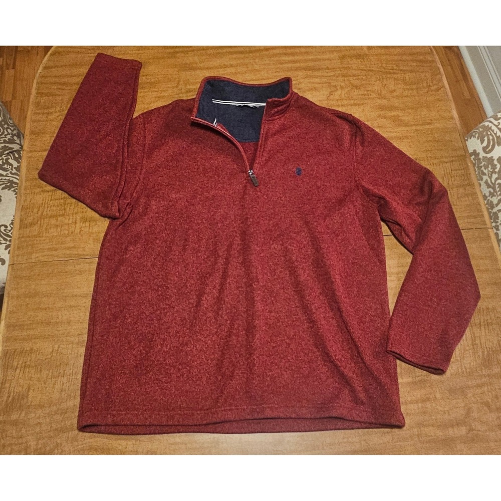 Men's IZOD Sweater Quarter Zip Pull up Red Heather XL K